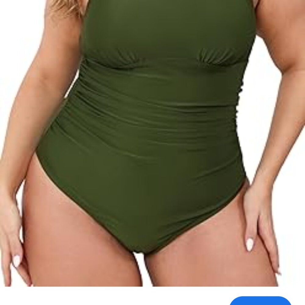 Green one piece keyhole swimsuit - Picture 8 of 8